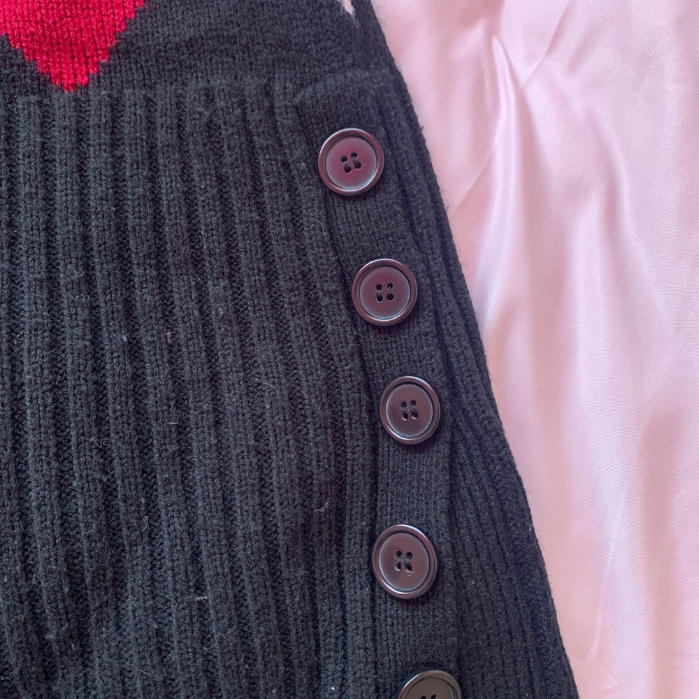 Argyle Patterned Sweater Dress - Black, Red, and White - Picture 5 of 6